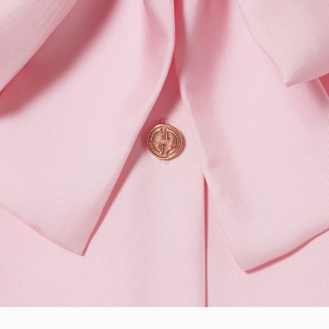 Silk twill shirt with bow - image 3