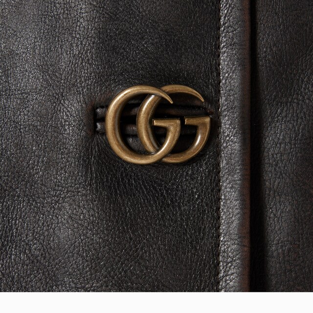 Leather with aged effect mini skirt - image 3