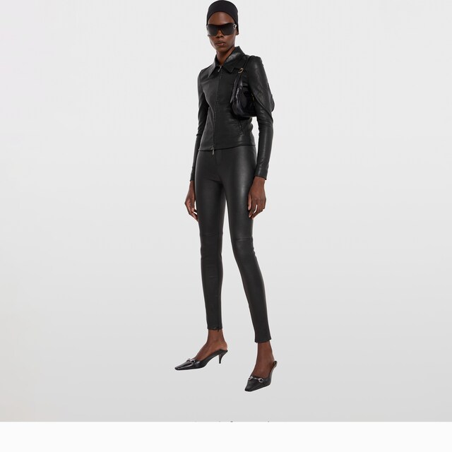 Bonded leather with stretch cotton leggings - image 3