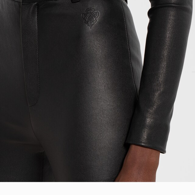 Bonded leather with stretch cotton leggings - image 4