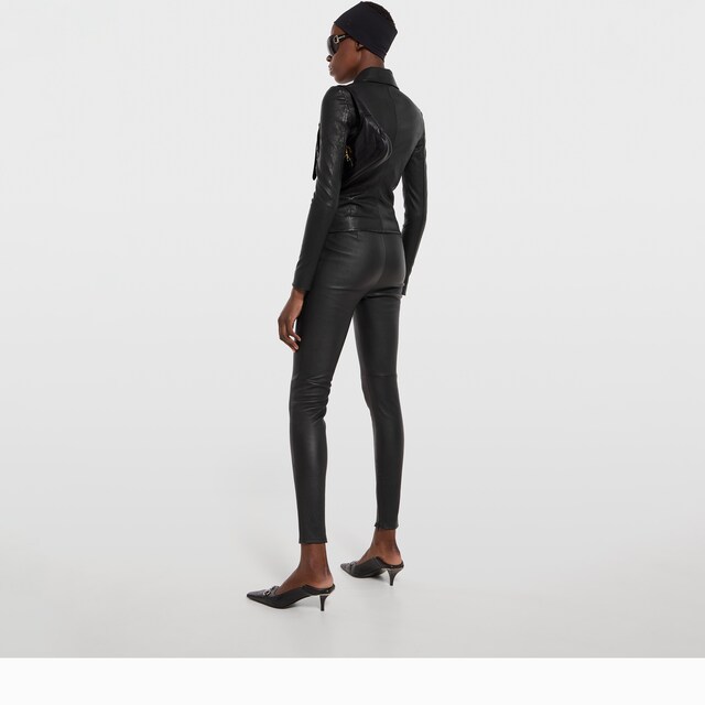 Bonded leather with stretch cotton leggings - image 2