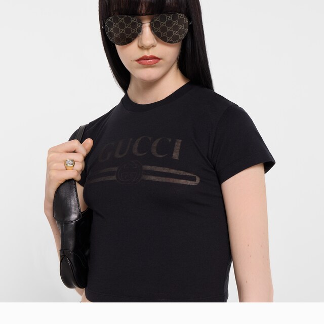 Cotton jersey T-shirt with devore detail - image 2