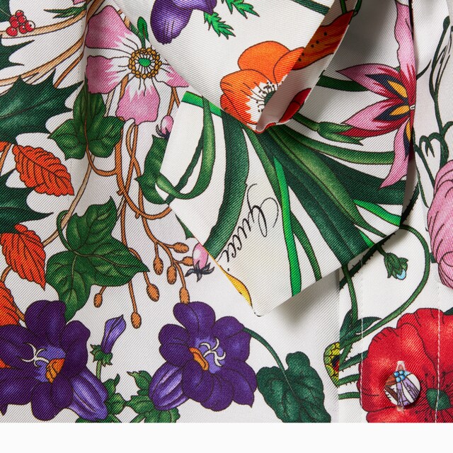 Printed silk twill shirt with bow - image 3