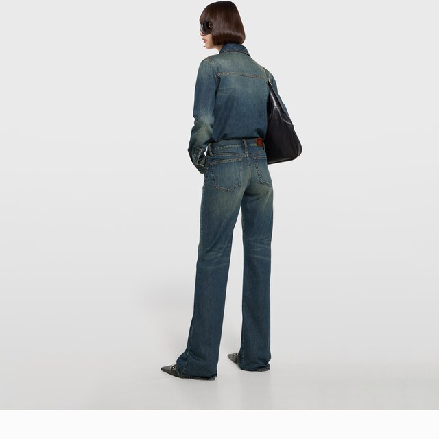 Cotton denim pants with Horsebit - image 4