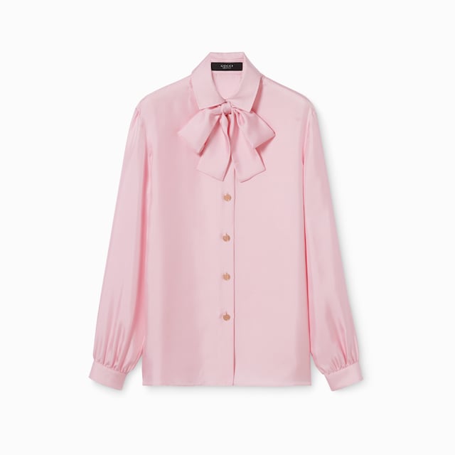 보우 디테일의 실크 트윌 셔츠