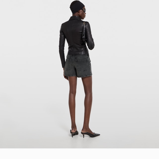 Cotton denim shorts with Horsebit