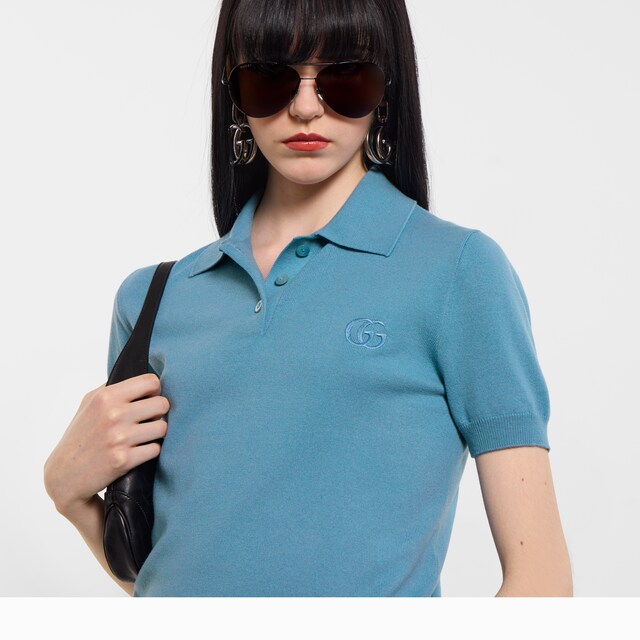Knit wool polo shirt with embroidery - image 4