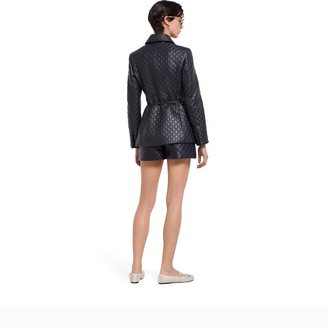 Embossed GG leather jacket - image 5