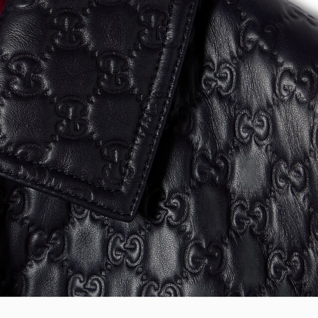 Embossed GG leather jacket - image 4