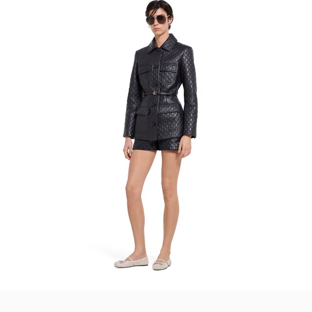 Embossed GG leather jacket - image 3