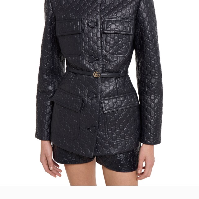 Embossed GG leather jacket