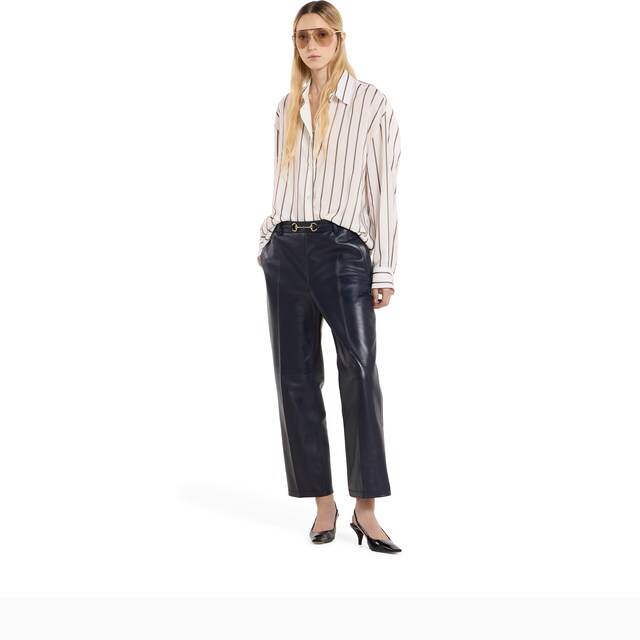 Shiny leather pants with Horsebit
