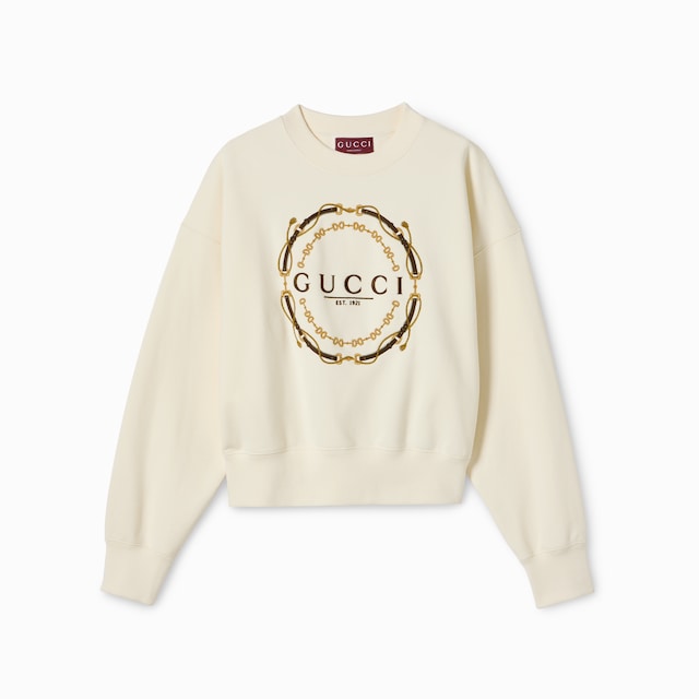 프린트 디테일의 코튼 저지 스웨트셔츠