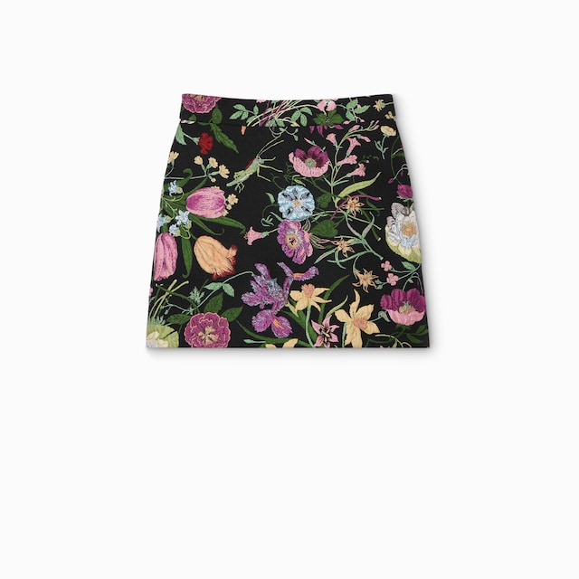 구찌 플로라 실크 브로케이드 미니 스커트