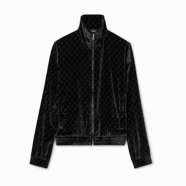 GG stretch velvet devoré zipped jacket