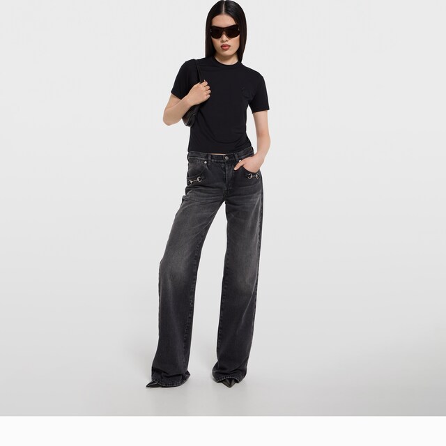 Cotton denim pants with Horsebit - image 4