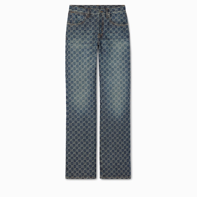 Pantalon en jacquard de denim de coton GG