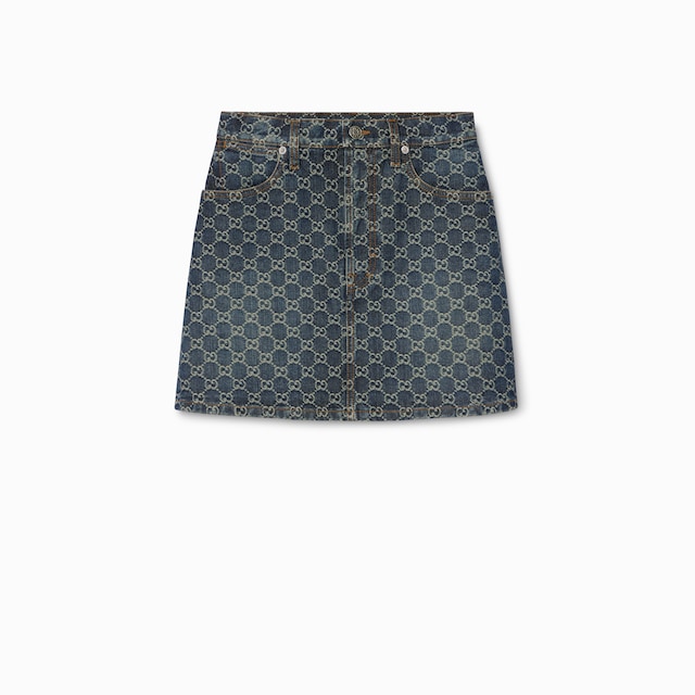 GG cotton denim jacquard mini skirt