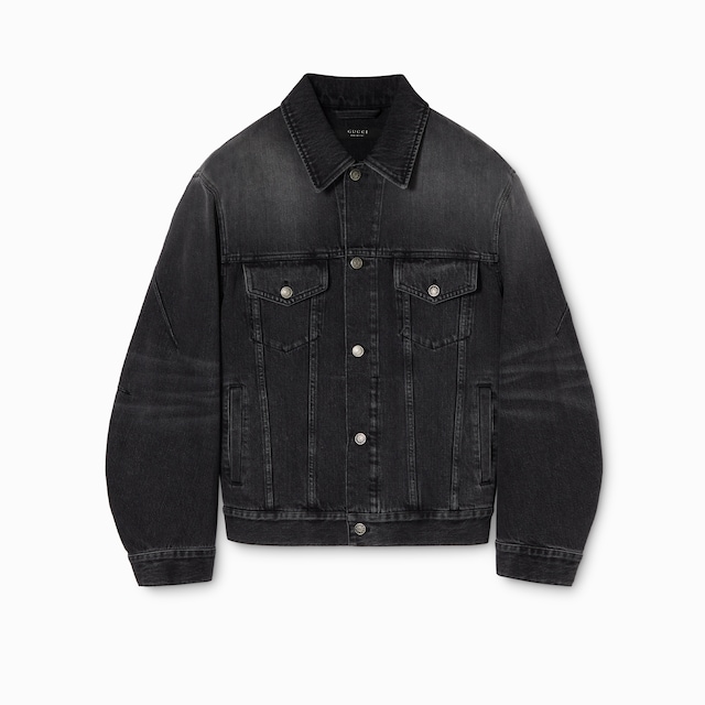 Veste en denim de coton certifié délavé 