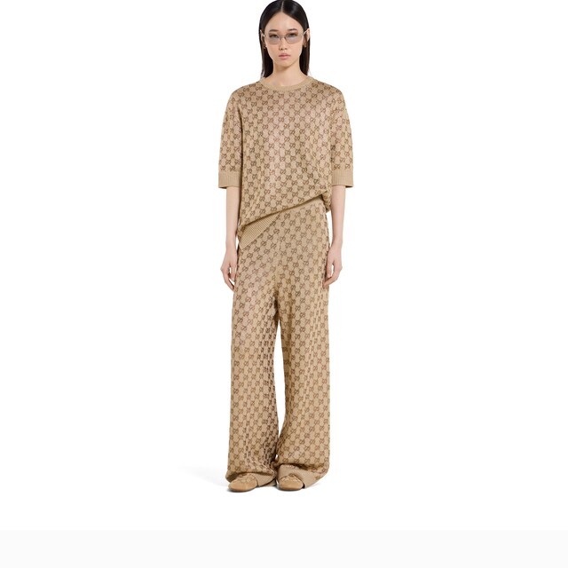 Wool cashmere leisure pants with crystals - image 3