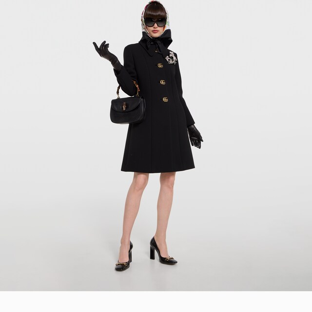 Wool natte coat with Double G button - image 5
