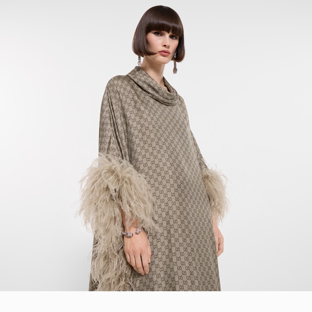 Printed silk twill long dress - image 3