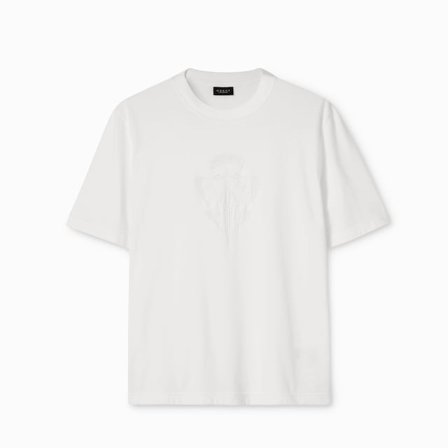 데보레 디테일이 있는 코튼 저지 티셔츠