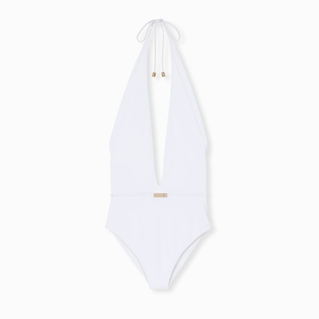 Jersey bodysuit with metal tag