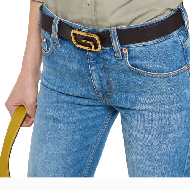 Flared stretch cotton denim pants - image 4
