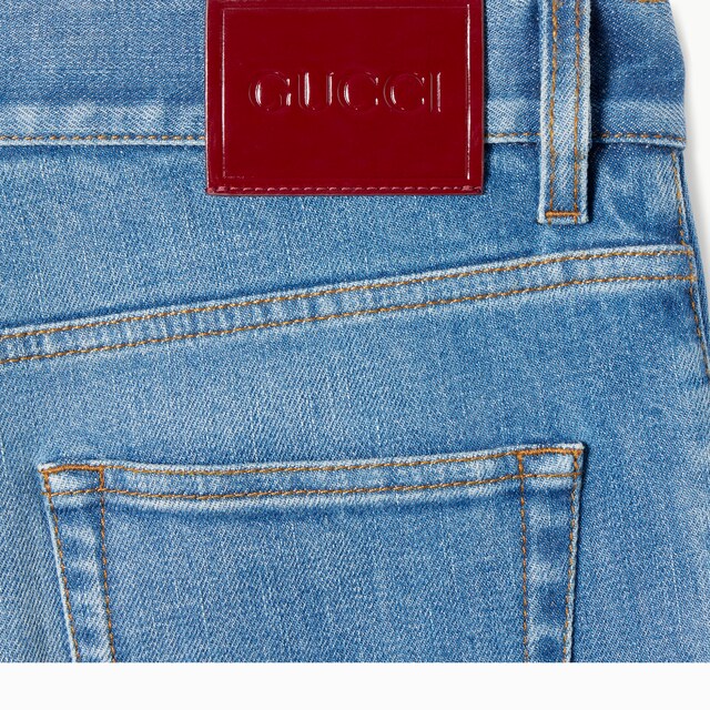 Flared stretch cotton denim pants