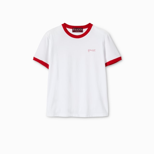 เสื้อยืด Cotton jersey T-shirt with embroidery