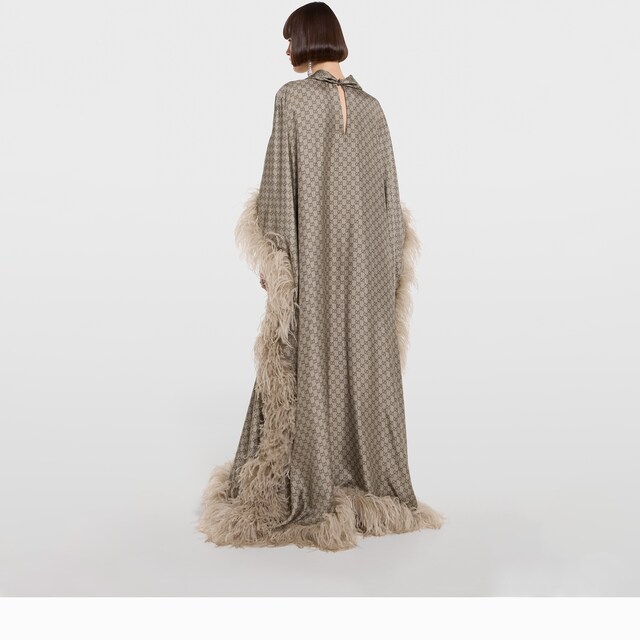 Printed silk twill long dress