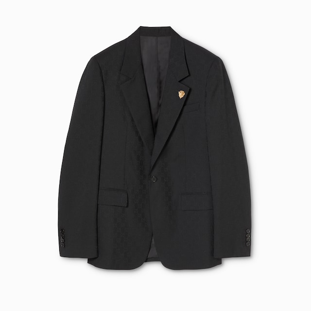 Chaqueta de lana con botonadura sencilla y GG