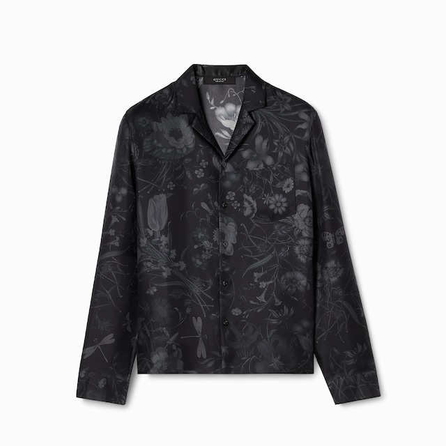 Chemise de bowling en twill de soie à imprimé