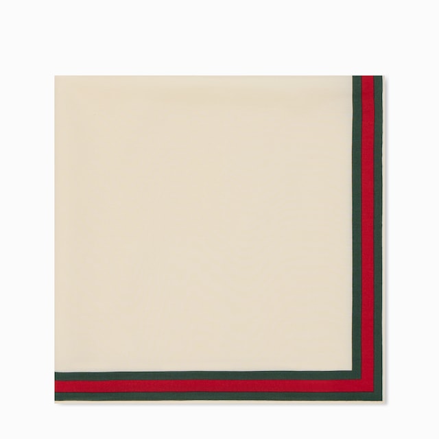 منديل جيب مربع من القطن والحرير مزيّن بشريط ويب