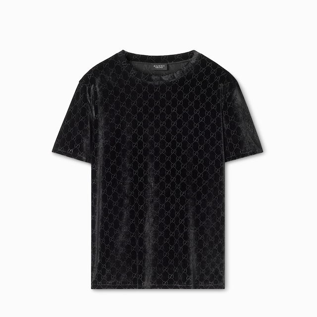 GG弹力天鹅绒提花T恤