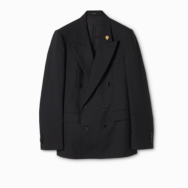 Double-breasted GG wool jacket