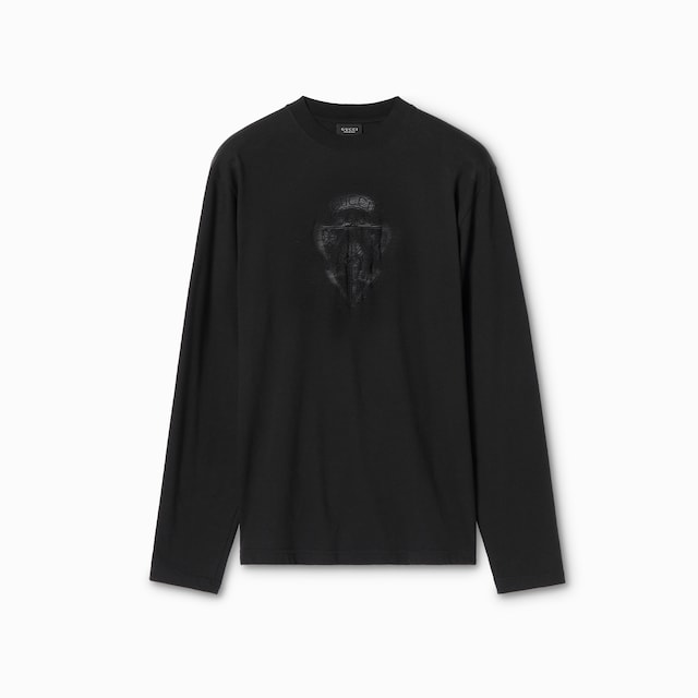 تي شيرت من قطن جيرسي مع تفصيل من نسيج ديفوريه