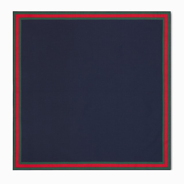 منديل جيب مربع من القطن والحرير مزيّن بشريط ويب