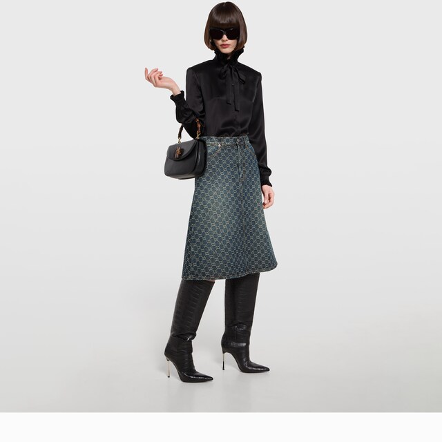 GG cotton denim jacquard skirt - image 4