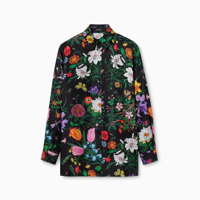 프린트 실크 트윌 셔츠