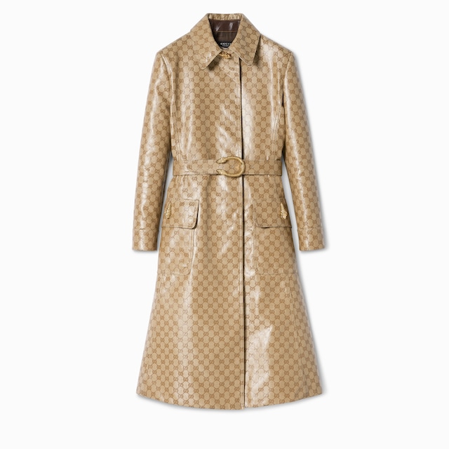 معطف من قماش كانفاس القطن المغلّف بنقش GG