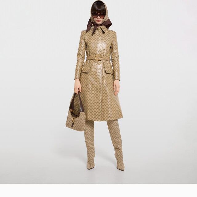 Coated GG cotton canvas fabric coat - image 5
