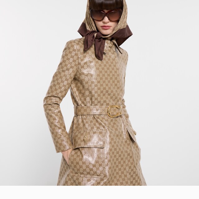 Coated GG cotton canvas fabric coat - image 2