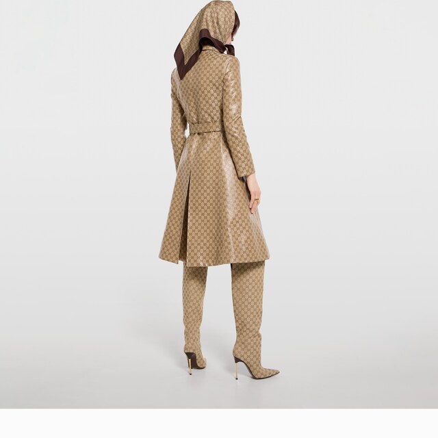 Coated GG cotton canvas fabric coat - image 3