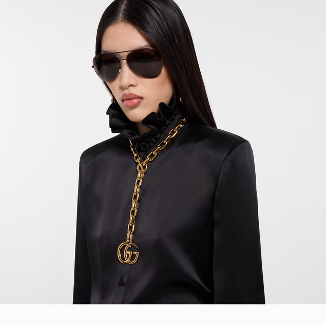 Silk satin shirt with bow - image 2