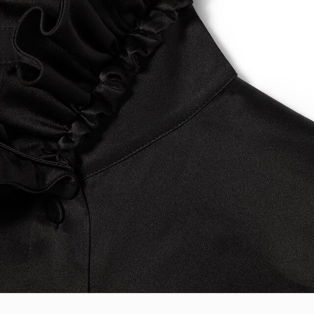 Silk satin shirt with bow - image 3