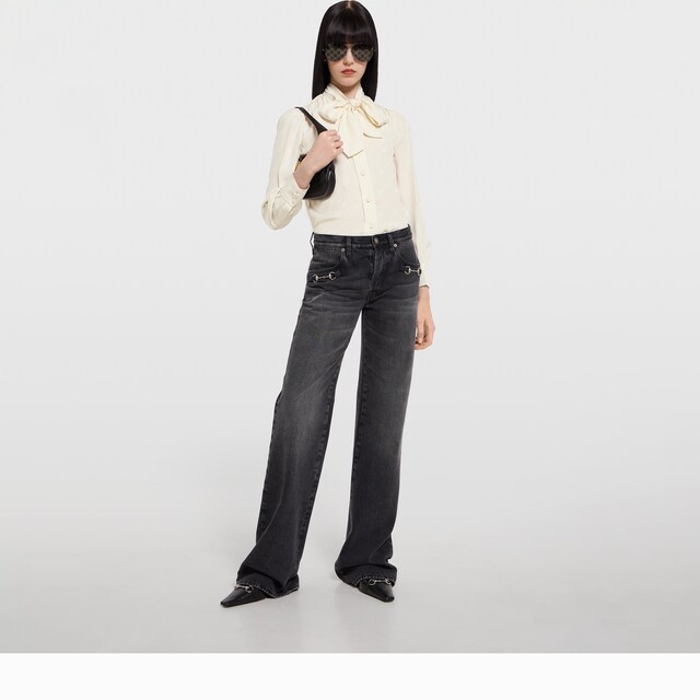 Silk crepe satin Interlocking G shirt - image 5
