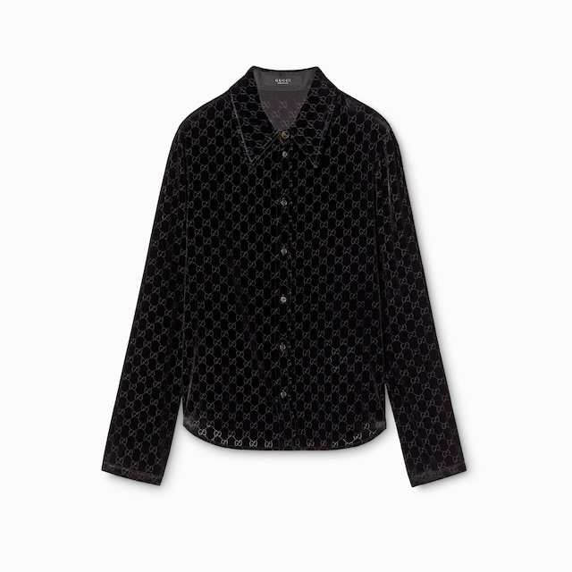 Chemise en velours dévoré GG stretch
