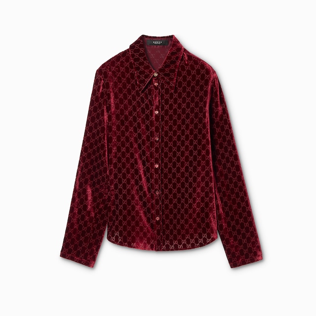 Chemise en velours dévoré GG stretch